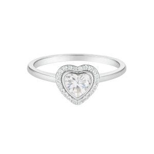 انگشتر طرح قلب با نگین سفید-حوض نقره طراحی زنانه شیک و درخشان برای هدیه یا استایل روزمره