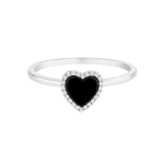 انگشتر نقره طرح قلب با نگین مشکی