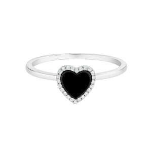 انگشتر نقره طرح قلب با نگین مشکی-حوض نقره