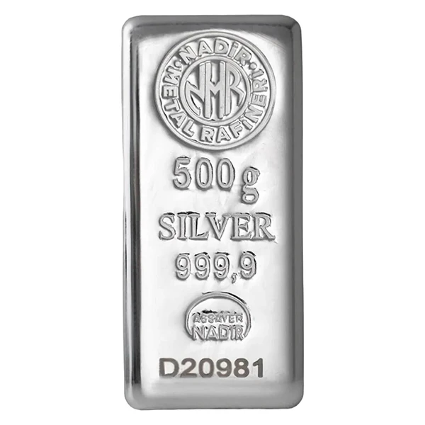 شمش نقره 500گرمی نادیر ترکیه 1 شمش نقره 500 گرمی نادیر ترکیه