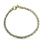 دستبند نقره مارپیچ سه‌رنگ