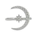 انگشتر نقره ماه و ستاره نگینی